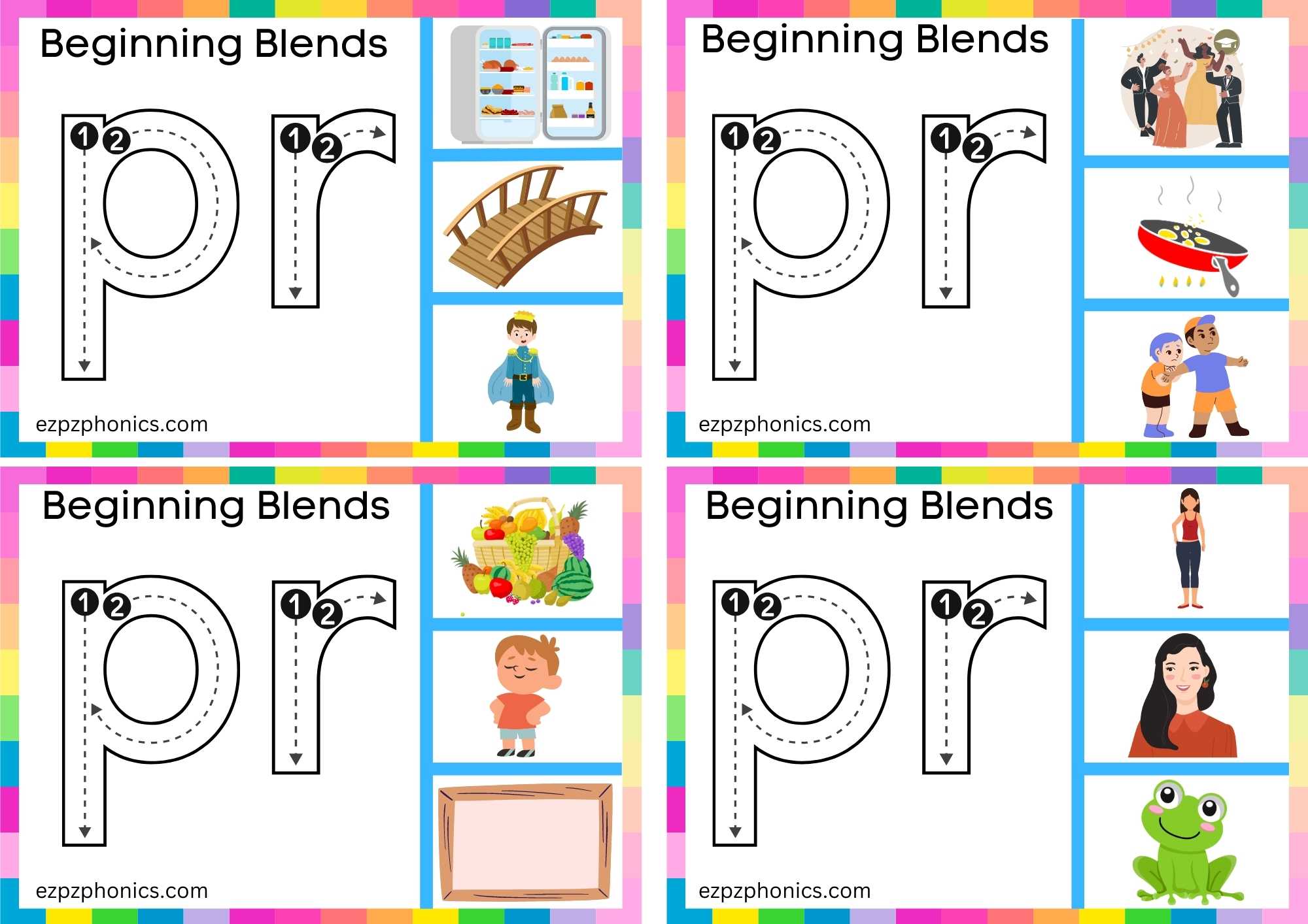 PR Beginning Blends Clip Cards Trace The Letters And Clip The Correct Image Set 2